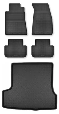 Productafbeelding van Rubberen automatten + kofferbakmat voor Renault Safrane 1997-2000 (hatchback) – 5-delig, zwart, op maat – Wielganizator Semi-Universal
