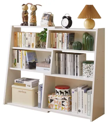 Ausziehbares Bücherregal, 3-stufig, 6 Fächer, Weiß