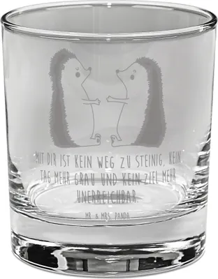 Produktbild von Mr. & Mrs. Panda Glas Igel Liebe - Transparent - Geschenk, graviertes, Freundin, Hochzeitstag, Ehefrau, Longdrinkglas, für Gin, Cocktailglas, Tumbler, Hochzeit