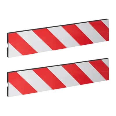 Image de Lot de 2 protections murales pour garage Relaxdays, 50 x 10 cm, autocollantes, pour les angles, protections réfléchissantes pour porte de garage, EVA, rouge et blanc