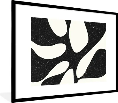 Produktbild von MuchoWow® Gerahmtes Poster Pflanze - Schwarz - Minimalismus 80x60 cm - Poster mit Schwarzem Bilderrahmen Wandposter Rahmen Foto Bilder - Schlafzimmer-Dekorationen - Fotoposter