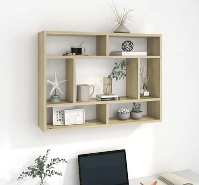 Image de The Living Store Étagère murale Chêne Sonoma 75x16x55 cm Matériau dérivé du bois