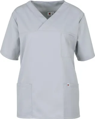 Produktbild von beb MEDIZIN/PFLEGE Uni KASACK Kurzarm V-Neck Lyocell Hellgrau 4XL