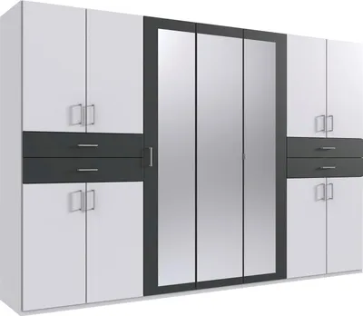 Produktbild von Kleiderschrank Taiga Drehtürenschrank mit Spiegel Ausführung wählbarWeiß / Graphit