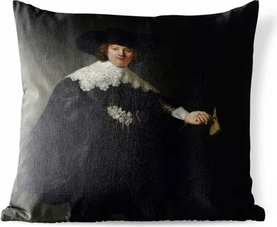 Produktbild von MuchoWow® Outdoor Kissen - Das Hochzeitsbildnis von Marten Soolmans - Rembrandt van Rijn - 60x60 cm - Wetterfest - Lounge Kissen - Dekoration - Schlaf Kissen