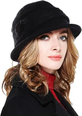 Productafbeelding van Wollen muts dames - Gebreide muts met klep - Klokhoed - Retro - Winter
