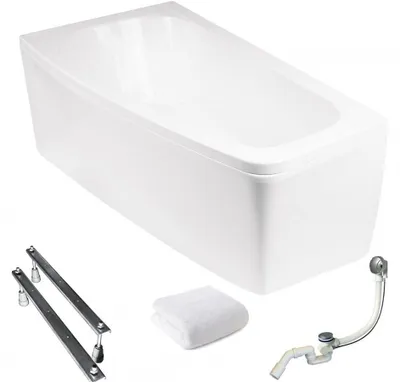 Obrázok produktu pre Aqua For You | Besco Asymetrická vaňa Luna – 150 x 80 cm – Antibakteriálna povrchová úprava – Biely obklad – Akryl