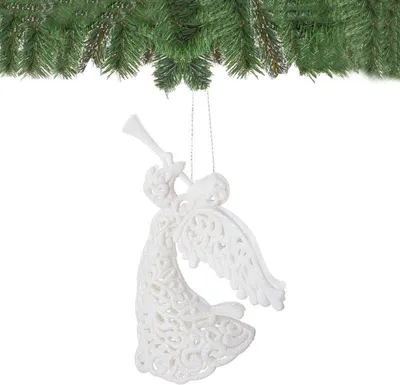 Obrázek produktu pro Vánoční ozdoba - Anděl s trumpetou bílý, 17cm