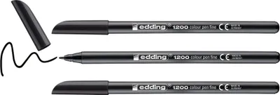 Produktbild von edding 1200 Fasermaler fein - schwarz - Packung mit 3 Stiften - Rundspitze 1 mm - Filzstift zum Zeichnen und Schreiben - für Schule, Mandala