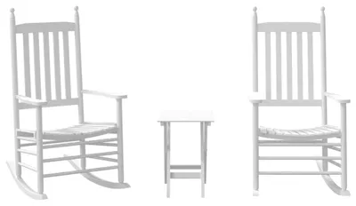 Produktbild von vidaXL Schaukelstühle 2 Stk. mit Klapptisch Weiß Massivholz Pappel