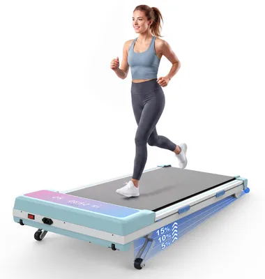 Imagen del producto de Cintas de correr, cinta de correr para uso doméstico con inclinación automática del 15%, peso máximo de 150 kg, motor silencioso, color azul, 118.5 cm, 13 cm, 150 kg, 51 cm