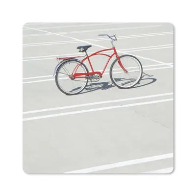 Produktbild von MuchoWow® Mauspad Mousepad Fahrrad - Rot - Weiß 20x20 cm - Mousepads - Maus Mat - Pad - Mausunterlage - Desk Mat - Bureauartikeln