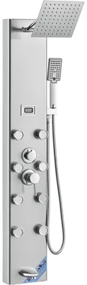 Immagine prodotto di Sistema di pannelli doccia VEVOR, 5 modalità di doccia, torre del pannello doccia con display digitale, pioggia, 8 getti massaggianti, bocca da bagno, doccetta con 3 impostazioni, tubo flessibile da 59 pollici, set doccia a muro in acciaio inox