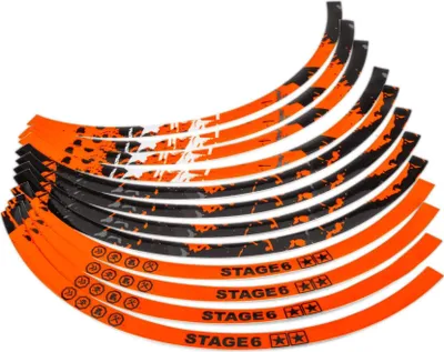 Produktbild von Stage6 Orange/Schwarze 13-Zoll Scooter Felgenaufkleber