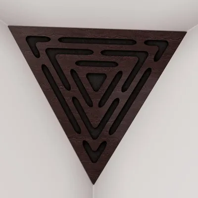 Immagine prodotto di Confezione da 2 – Trappola acustica angolare da soffitto per le basse frequenze «Triangle» | Lato anteriore del triangolo: 42 cm | Wengé | Triangle-WAVE]