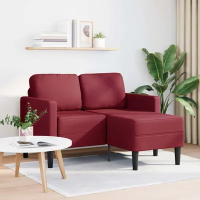 Produktbild von vidaXL 2-Sitzer-Sofa mit Chaiselongue L-Form Weinrot 125 cm Kunstleder