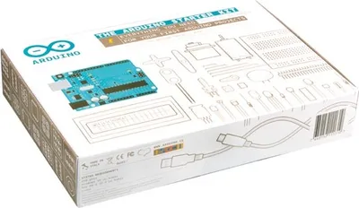 The image shows the retail packaging of an Arduino Starter Kit.