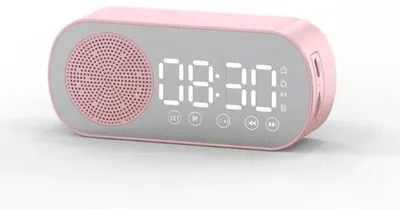Obrázek produktu pro Digitální Bluetooth reproduktory s FM rádiem, subwooferem a funkcí přehrávání hudby v růžové barvě
