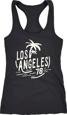 Produktbild von Damen Tank-Top Shirt Los Angeles Beach Surf Aufdruck Racerback Neverless® schwarz M
