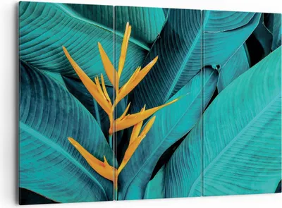 Produktbild von Bild auf Leinwand - Leinwandbild - 3 Teile - Blumen Tropen Blätter - 165x110cm - Wand Bild - Wanddeko - Wandbilder - Leinwanddruck - Bilder - Wanddekoration - Leinwand bilder - CE165x110-5116
