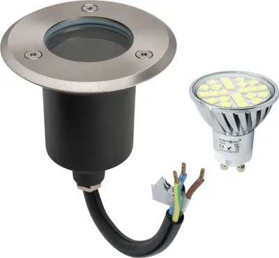 Produktbild von LED Bodenleuchte Bodenspot Bodenstrahler Edelstahl Rund mit 4W LED Leuchtmittel Warmweiß 2000KG belastbar IP67