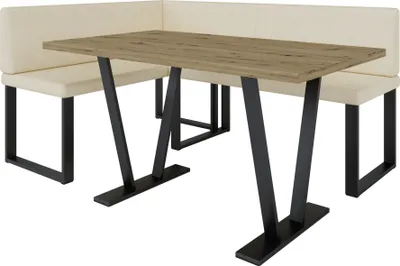 Produktbild von Eckbank AKIKO METAL mit Tisch 196x142 links - Eckbankgruppe f r Ihrem Esszimmer, K che modern, Sitzecke, Essecke. Perfekt f r K che, B ro und Rezeption