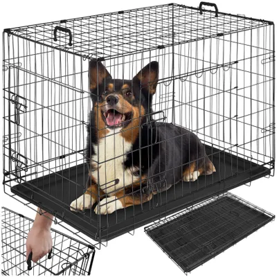 Produktbild von tectake® Hundekäfig-Gitterbox Luna klappbar, mit 2 Tragegriffen abgerundete Ecken