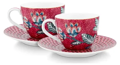 Produktbild von Espresso-Set Flower Festival m.U. dunkelrosa 120ml 2-teilig