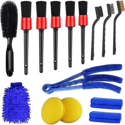 Produktbild von Auto Detailing Set mit Draadborsteln, Wielborstel und Ventilatieborstel, Waschhandschuh, für Interieur und Exterior, alles-in-einiges Auto Reinigung Set