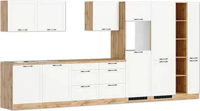 Produktbild von Held Möbel Küchenzeile ohne Geräte Lübeck 420 cm weiß matt zerlegt Variante reversibel 1121.6330