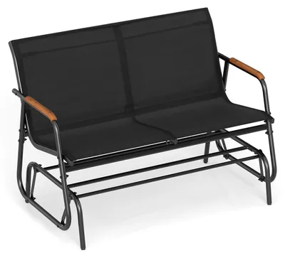 Produktbild von Schaukelbank für 2 Personen mit Teakholz-Armlehnen, Schwarz