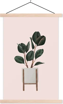Produktbild von MuchoWow® Textilposter Pflanzen - Blumentopf - Pastell 40x60 cm mit holzfarbenen Rahmen - Poster