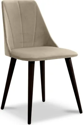 Productafbeelding van Eetkamerstoelen, set van 2, CAROS, massief beuken-wengé hout, stof, crème kleur