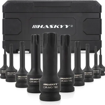 Produktbild von HASKYY Torx Steckschlüssel Satz 1/2 Zoll T20-T80 Schlagnüsse