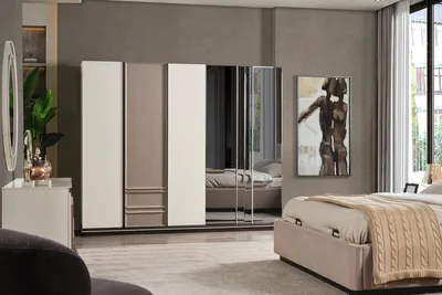 Produktbild von Schlafzimmer Set Bett 2x Nachttische Kleiderschrank Luxus neu 4tlg