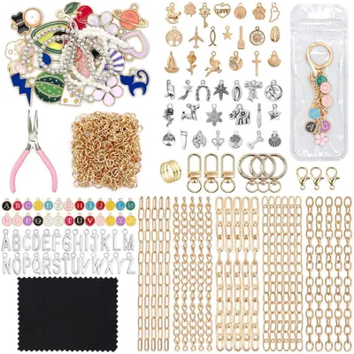 Produktbild von 323-teiliges DIY Schlüsselanhänger Bastelset für Mädchen mit Anhängern und Zubehör