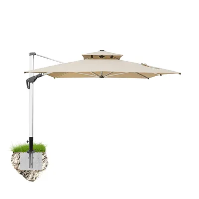 Produktbild von anndora Ampelschirm 3x4 m mit Kurbel und Bodenanker, UV-Schutz UPF 50, Beige