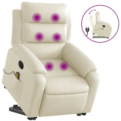 Produktbild von vidaXL Massagesessel mit Aufstehhilfe Creme Kunstleder
