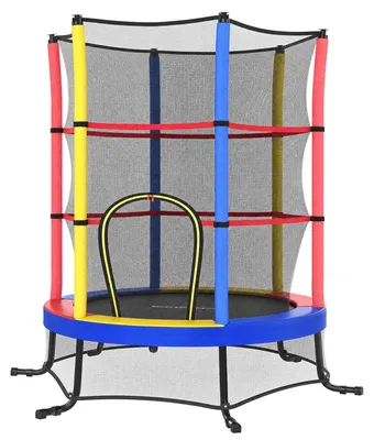 Produktbild von SONGMICS Trampolin Kinder, 174 cm Gartentrampolin mit Sicherheitsnetz, Mini-Trampolin für innen und außen, Stahlrahmen, bunt