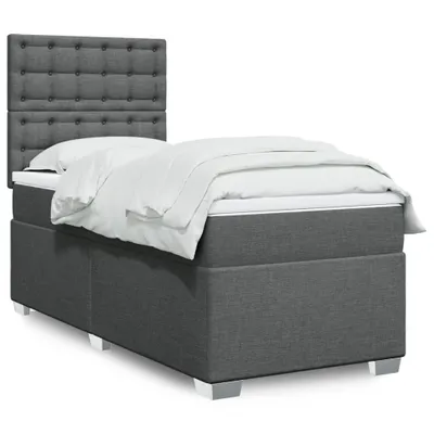 Produktbild von Boxspringbett mit Matratze Dunkelgrau 90x190 cm Stoff, Klassische Betten 2024 Neu