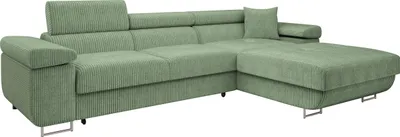 Produktbild von MIRJAN24 Ecksofa Torezio Mini Cord, Stilvoll Eckcouch mit Bettkasten und Schlaffunktion, Einstellbare Kopfstützen, 280x170x70-90 cm (Farbe: Poso 47, Seite: Rechts)