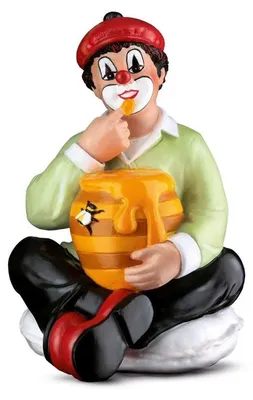 Produktbild von Gildeclown Honigschlecker Figur, Sitzende Clown-Statue mit Honigtopf, 12 cm