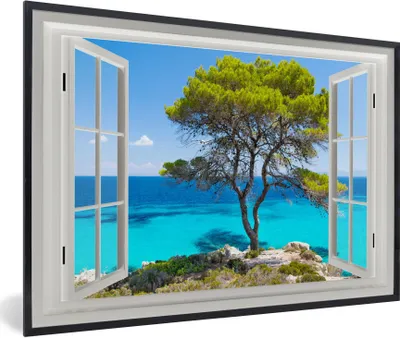 Produktbild von MuchoWow® MuchoWow® Gerahmtes Poster Aussicht - Wasser - Baum 60x40 cm - Poster mit zchwarzem Bilderrahmen - Printing - Wanddeko Schlafzimmer