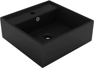 Produktbild von ZMH Luxus-Waschbecken Überlauf Quadratisch Matt Schwarz 41x41 cm