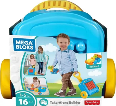 Produktbild von Mattel FLT37 - Fisher-Price - Mega Bloks, Baustein-Rollkoffer, 16 Teile