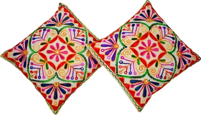 Kissenbezug-Set 2er, Baumwolle, bestickt, 41x41 cm