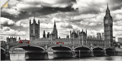 Produktbild von ARTland Wandbild, selbstklebend London Westminster Bridge & Red Buses Größe: 60x30 cm