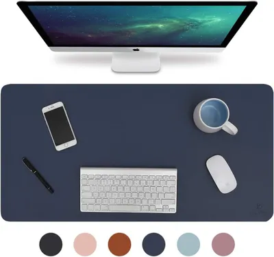 Obrázok produktu pre Podložka na stôl, podložka na stôl, podložka na stôl z umelej kože 80 x 40 cm, podložka na stôl pod notebook, vodotesná podložka na stôl do kancelárie alebo domácnosti, obojstranná (čierna/čierna)