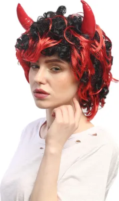 Produktbild von WIG ME UP Perücke Teufel Teuflin Dämon Hörner 4045-P103-13