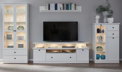 Produktbild von trendteam Wohnen Wohnwand BrandsonBaxter Weiß Nachbildung 369 x 196 x 41 cm